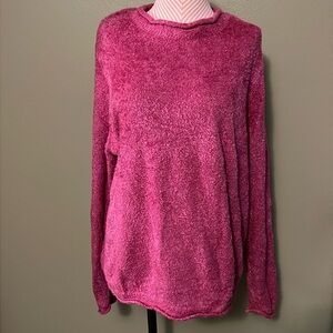 Hot pink chenille crew neck sweater - size 1X